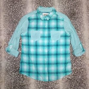 Turquoise, blue & white Flannel